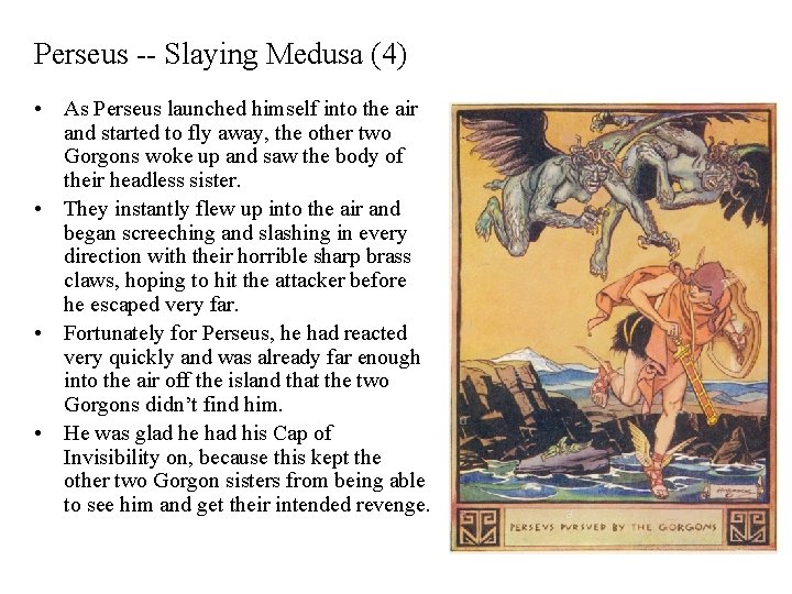 Perseus -- Slaying Medusa (4) • As Perseus launched himself into the air and