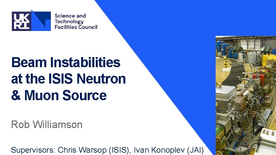 Beam Instabilities at the ISIS Neutron & Muon Source Rob Williamson Supervisors: Chris Warsop