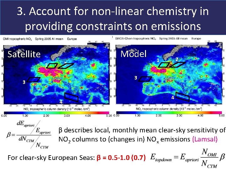 3. Account for non-linear chemistry in providing constraints on emissions Model Satellite 2 1