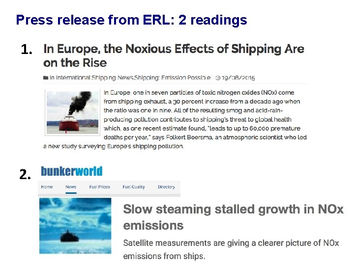 Press release from ERL: 2 readings 1. 2. 