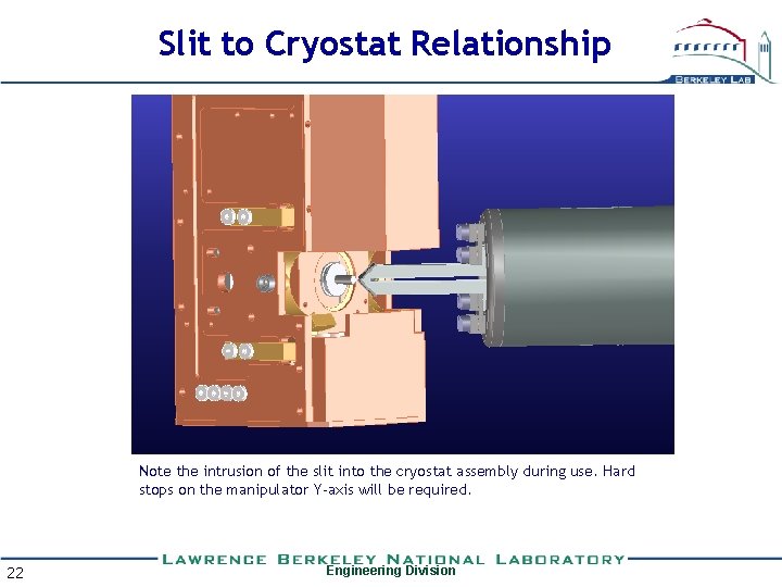 Slit to Cryostat Relationship Note the intrusion of the slit into the cryostat assembly