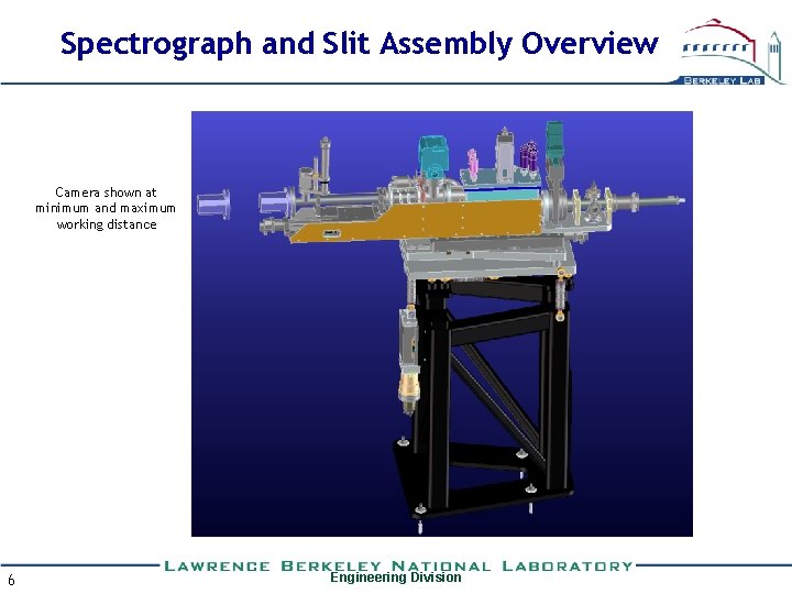 Spectrograph and Slit Assembly Overview Camera shown at minimum and maximum working distance 6