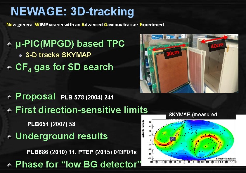 NEWAGE: 3 D-tracking New general WIMP search with an Advanced Gaseous tracker Experiment μ-PIC(MPGD)