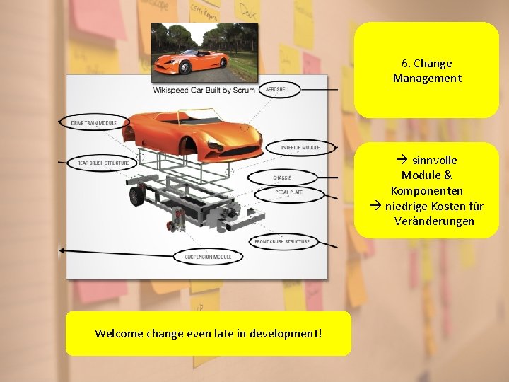 6. Change Management sinnvolle Module & Komponenten niedrige Kosten für Veränderungen Welcome change even