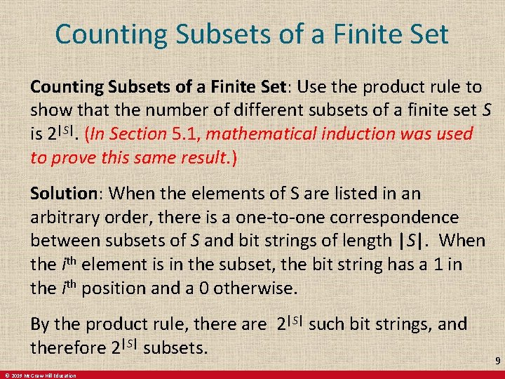 Counting Subsets of a Finite Set: Use the product rule to show that the