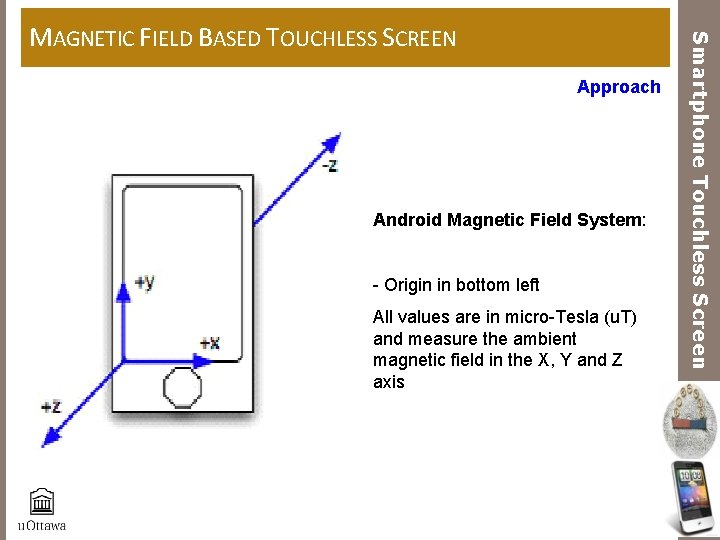 Approach Android Magnetic Field System: - Origin in bottom left All values are in