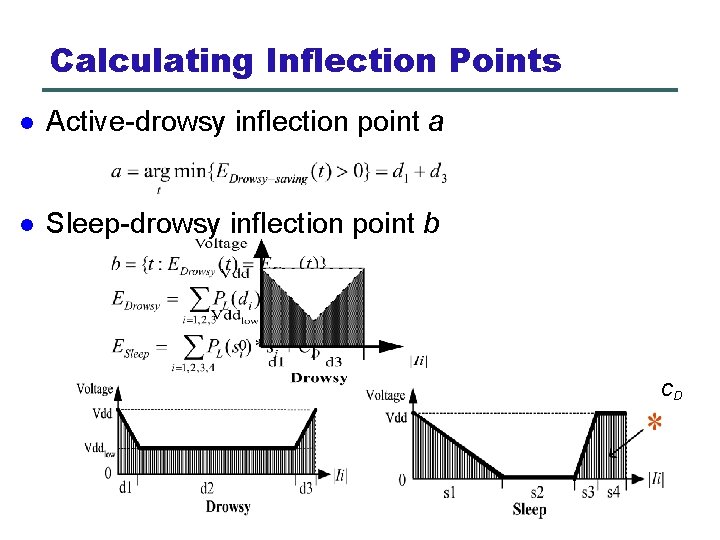 Calculating Inflection Points l Active-drowsy inflection point a l Sleep-drowsy inflection point b CD