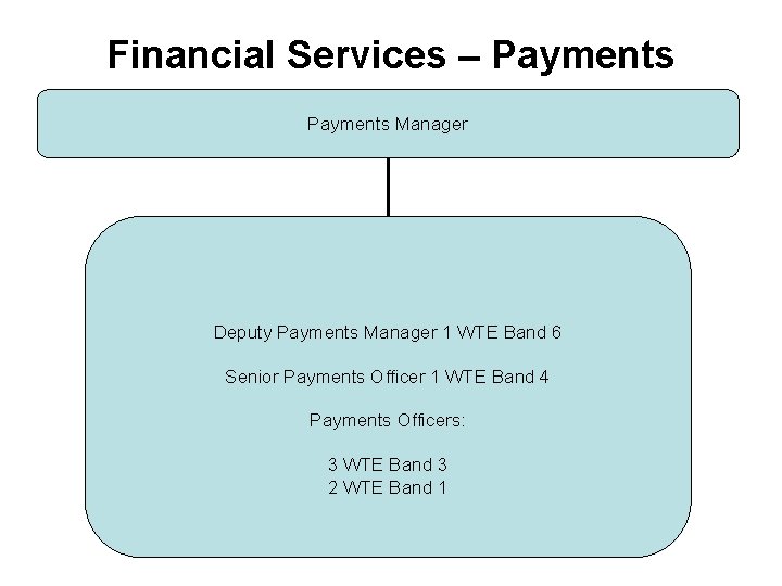 Financial Services – Payments Manager Deputy Payments Manager 1 WTE Band 6 Senior Payments