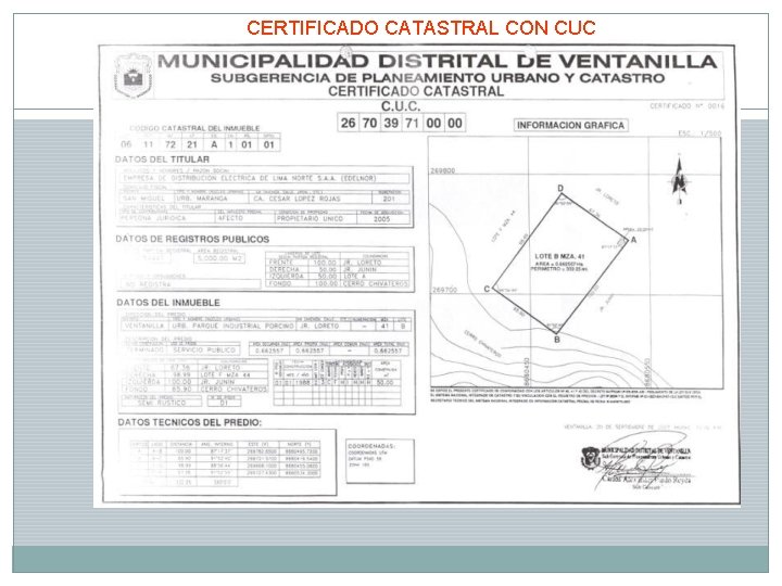 CERTIFICADO CATASTRAL CON CUC 