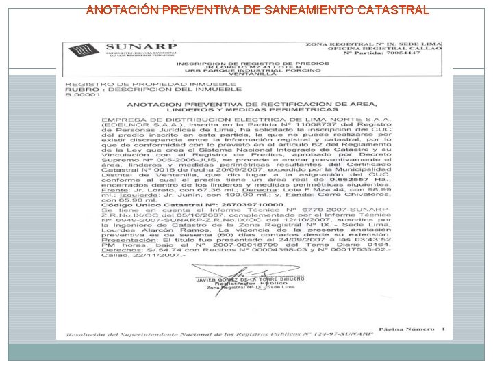 ANOTACIÓN PREVENTIVA DE SANEAMIENTO CATASTRAL 