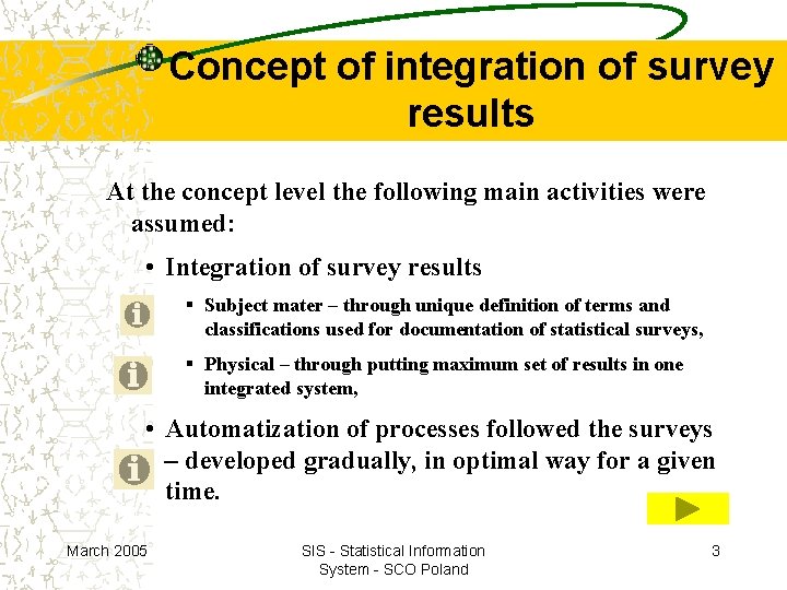 Concept of integration of survey results At the concept level the following main activities Concept of integration of survey results At the concept level the following main activities
