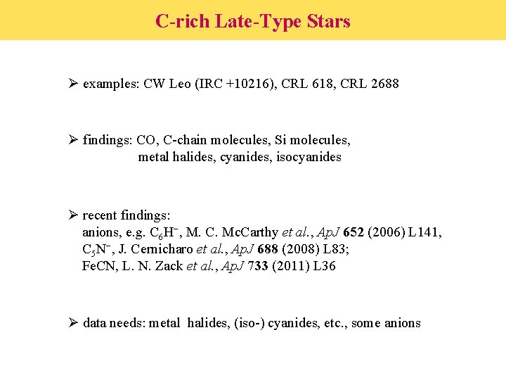 The Cdms View On Molecular Data Needs Of
