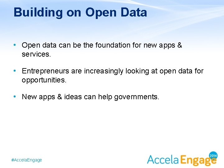Building on Open Data • Open data can be the foundation for new apps