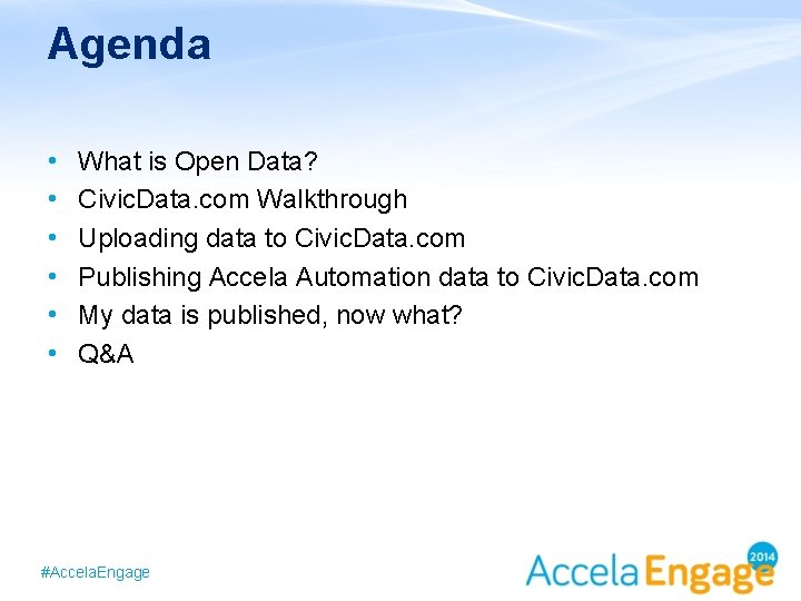 Agenda • • • What is Open Data? Civic. Data. com Walkthrough Uploading data