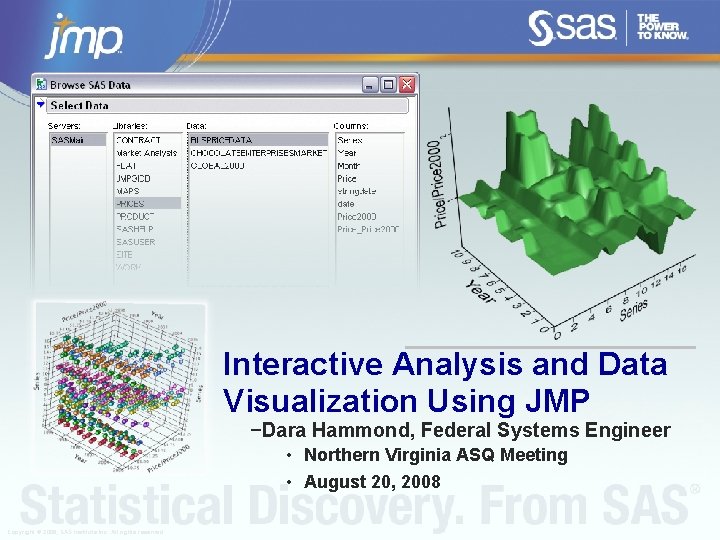 Interactive Analysis and Data Visualization Using JMP −Dara Hammond, Federal Systems Engineer • Northern