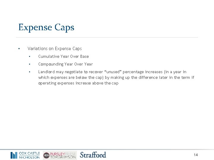 Expense Caps • Variations on Expense Caps • Cumulative Year Over Base • Compounding