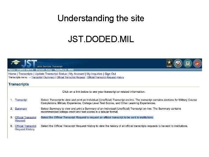 Understanding the site JST. DODED. MIL 