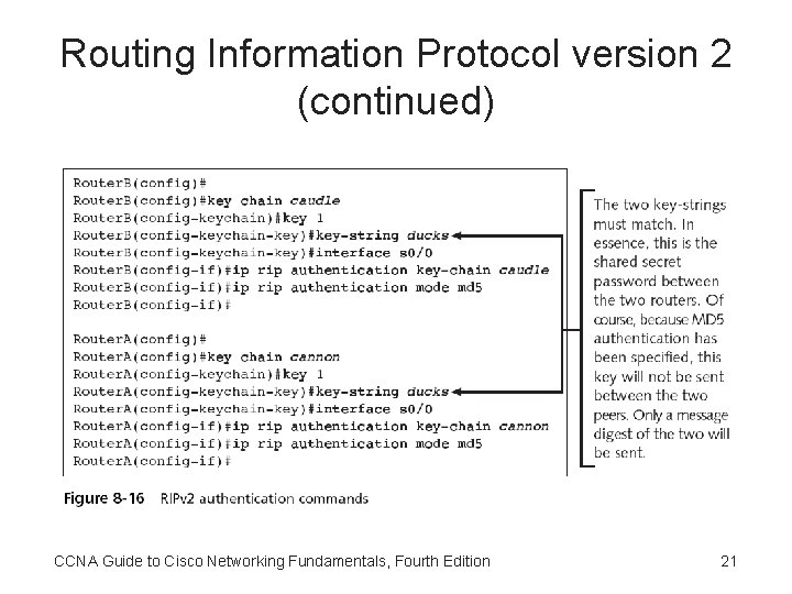 Routing Information Protocol version 2 (continued) CCNA Guide to Cisco Networking Fundamentals, Fourth Edition
