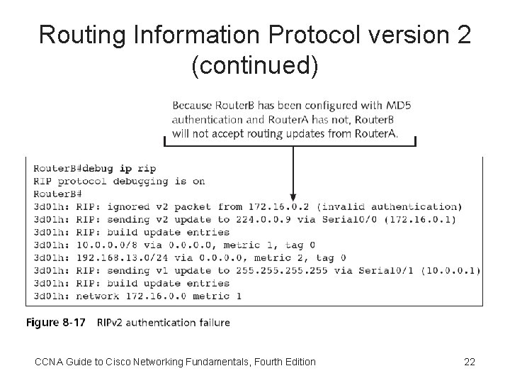 Routing Information Protocol version 2 (continued) CCNA Guide to Cisco Networking Fundamentals, Fourth Edition