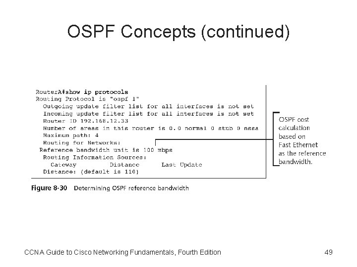 OSPF Concepts (continued) CCNA Guide to Cisco Networking Fundamentals, Fourth Edition 49 