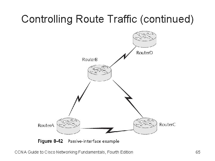 Controlling Route Traffic (continued) CCNA Guide to Cisco Networking Fundamentals, Fourth Edition 65 