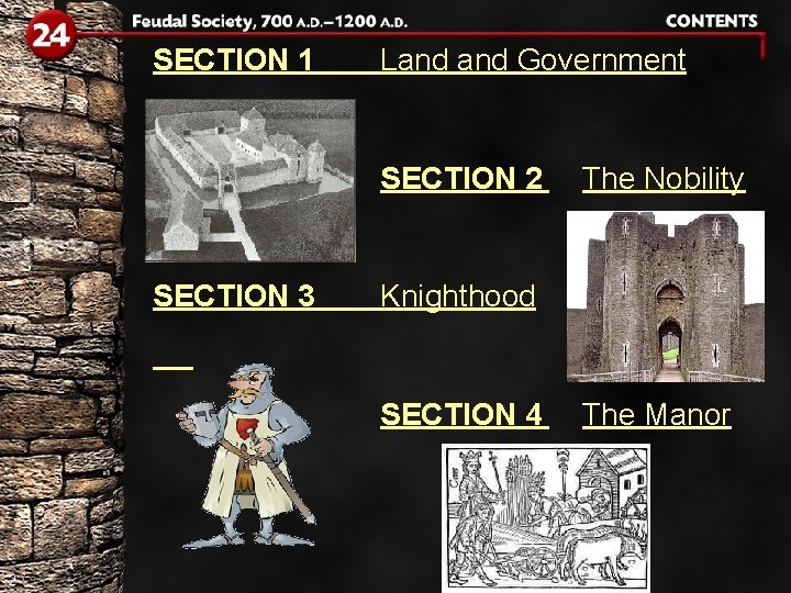 SECTION 1 Land Government SECTION 2 SECTION 3 Knighthood SECTION 4 2 The Nobility