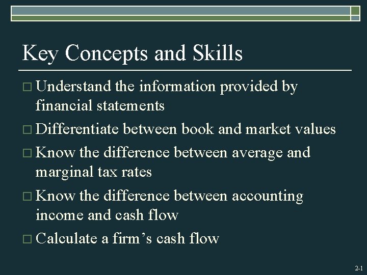 Chapter 2 Financial Statements and Cash Flow Mc