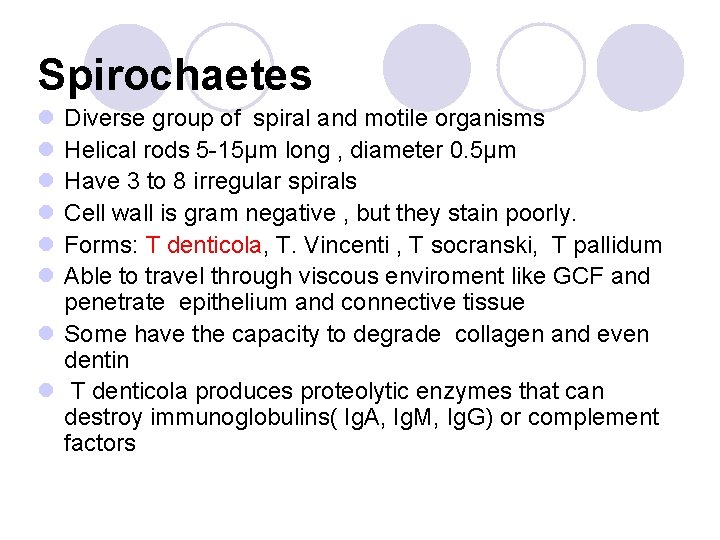 Spirochaetes l l l Diverse group of spiral and motile organisms Helical rods 5 Spirochaetes l l l Diverse group of spiral and motile organisms Helical rods 5