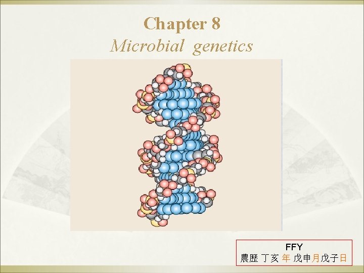 Chapter 8 Microbial genetics FFY 農歷 丁亥 年 戊申月戊子日 