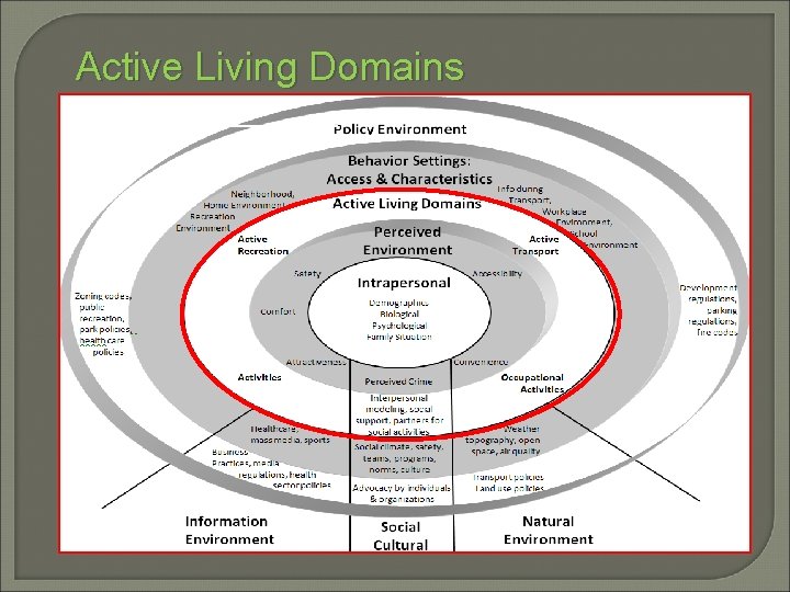 Active Living Domains Policy Sallis et al. , 2006 