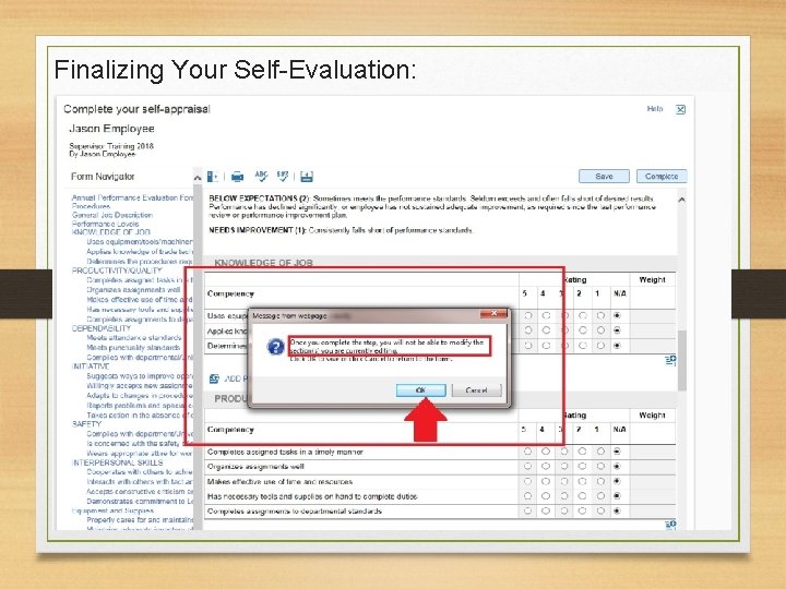 Finalizing Your Self-Evaluation: 