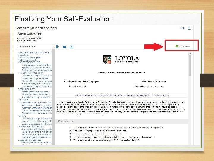 Finalizing Your Self-Evaluation: 