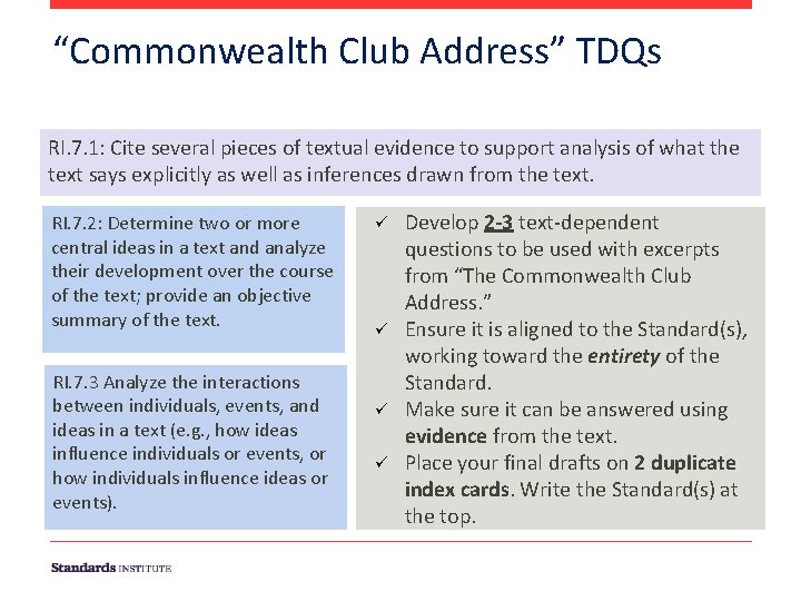 “Commonwealth Club Address” TDQs RI. 7. 1: Cite several pieces of textual evidence to “Commonwealth Club Address” TDQs RI. 7. 1: Cite several pieces of textual evidence to