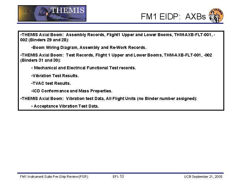 FM 1 EIDP: AXBs • THEMIS Axial Boom: Assembly Records, Flight 1 Upper and