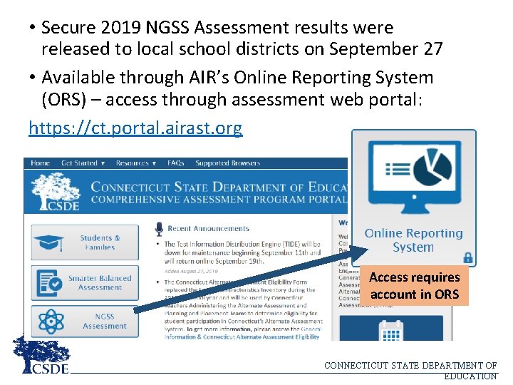  • Secure 2019 NGSS Assessment results were released to local school districts on