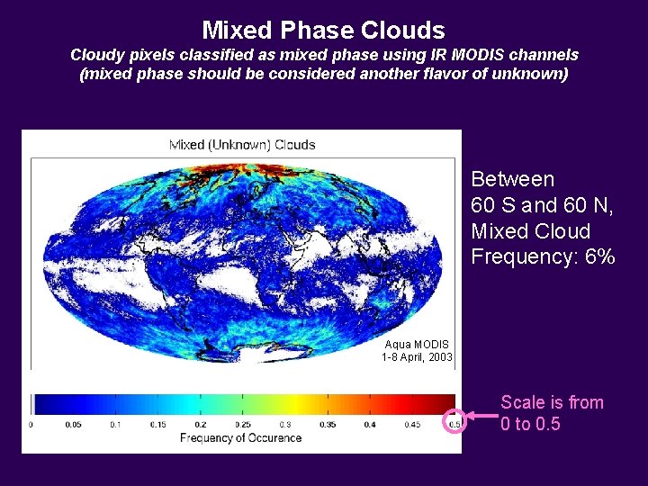 Mixed Phase Clouds Cloudy pixels classified as mixed phase using IR MODIS channels (mixed Mixed Phase Clouds Cloudy pixels classified as mixed phase using IR MODIS channels (mixed