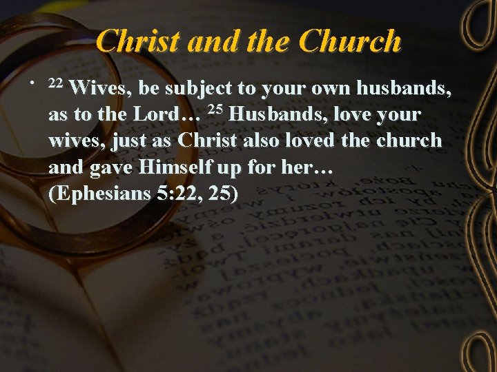 Christ and the Church • 22 Wives, be subject to your own husbands, as