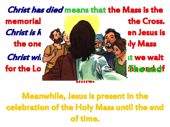 Christ has died means that the Mass is the memorial of the Lord’s Death