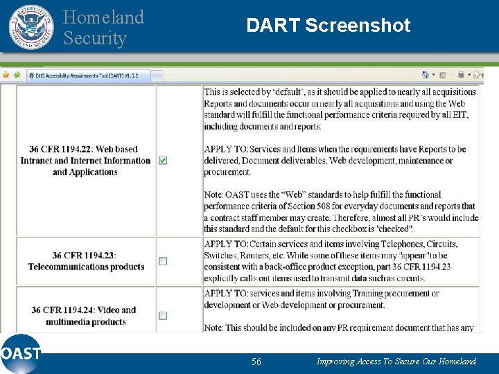 Homeland Security DART Screenshot 56 Improving Access To Secure Our Homeland 