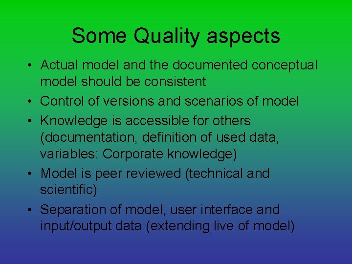 Quality Model Reference Tools to support good model building and model