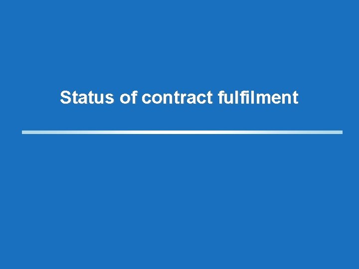Status of contract fulfilment 