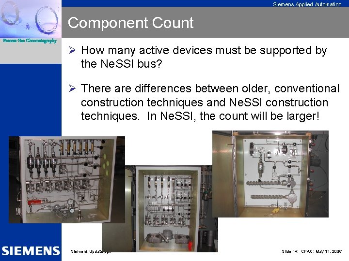 Siemens Applied Automation Component Count Process Gas Chromatography Ø How many active devices must