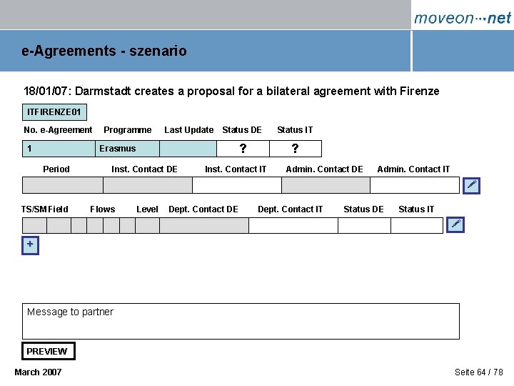 e-Agreements - szenario 18/01/07: Darmstadt creates a proposal for a bilateral agreement with Firenze