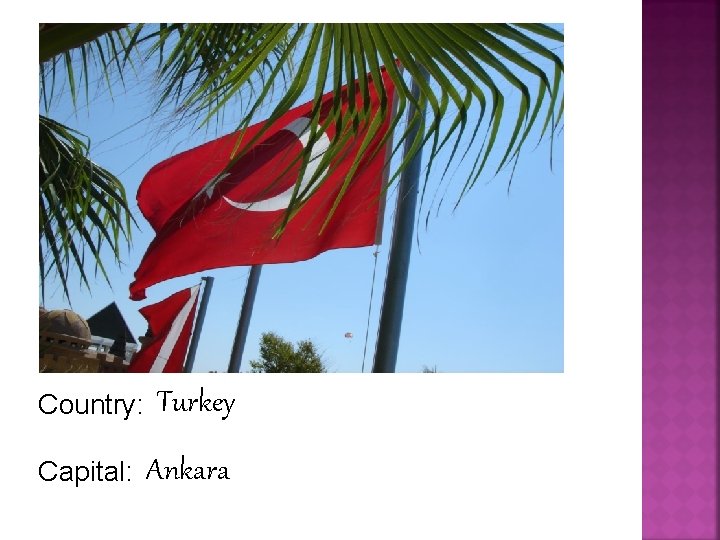 Country: Turkey Capital: Ankara 