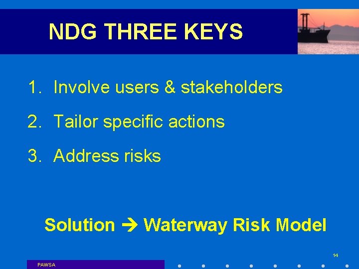 NDG THREE KEYS 1. Involve users & stakeholders 2. Tailor specific actions 3. Address