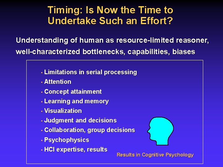 Timing: Is Now the Time to Undertake Such an Effort? Understanding of human as