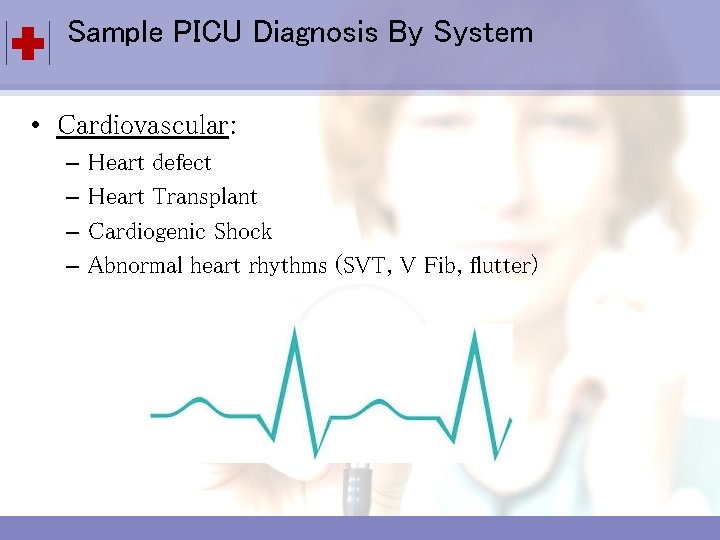 Sample PICU Diagnosis By System Click to edit Master title style • Cardiovascular: Click