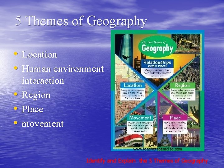 5 Themes of Geography • Location • Human environment • • • interaction Region