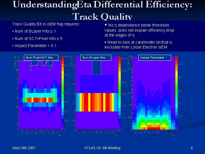 Understanding. Eta Differential Efficiency: Track Quality Bit in is. EM flag requires: § No