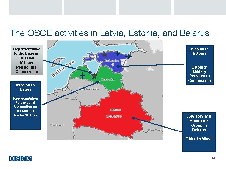 The OSCE activities in Latvia, Estonia, and Belarus Representative to the Latvian. Russian Military